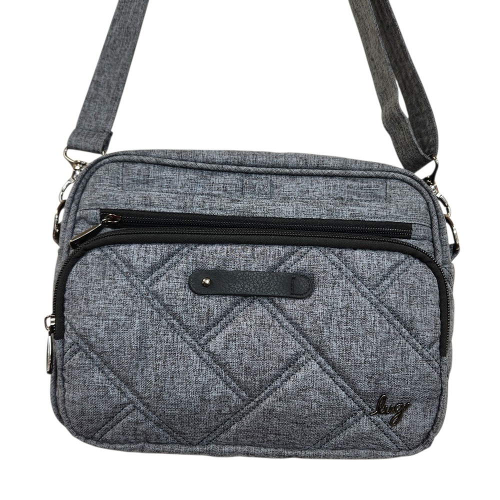 Lug Carousel XL Crossbody Purse RFID Grey Bloom Floral Quilted Rodeo Wallet - Picture 2 of 16